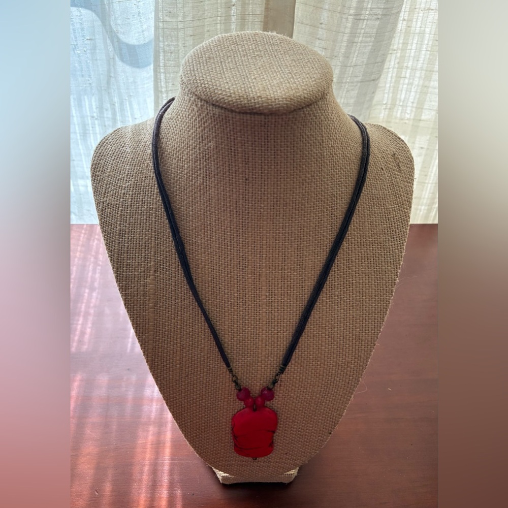 BOGO Red Pendant Necklace on Black Cord - Women Jewelry Necklace